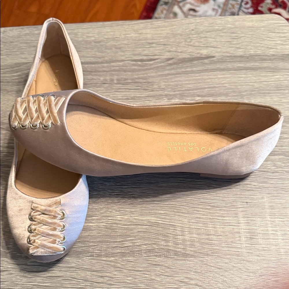 Abella Women's Beige Loafers with Silver Accents